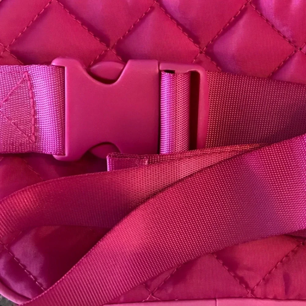 Juicy Couture Neon Pink‎ Quilted Nylon Belt Bag Gold HW Fanny Pack Crossbody NEW